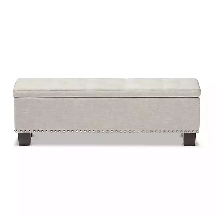 Kirklands Home Benches & Ottomans|Beige Button-Tufted Upholstered Storage Bench Tan