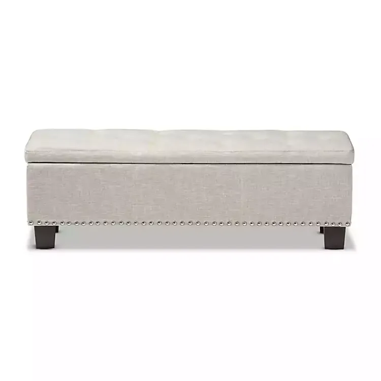 Kirklands Home Benches & Ottomans|Beige Button-Tufted Upholstered Storage Bench Tan