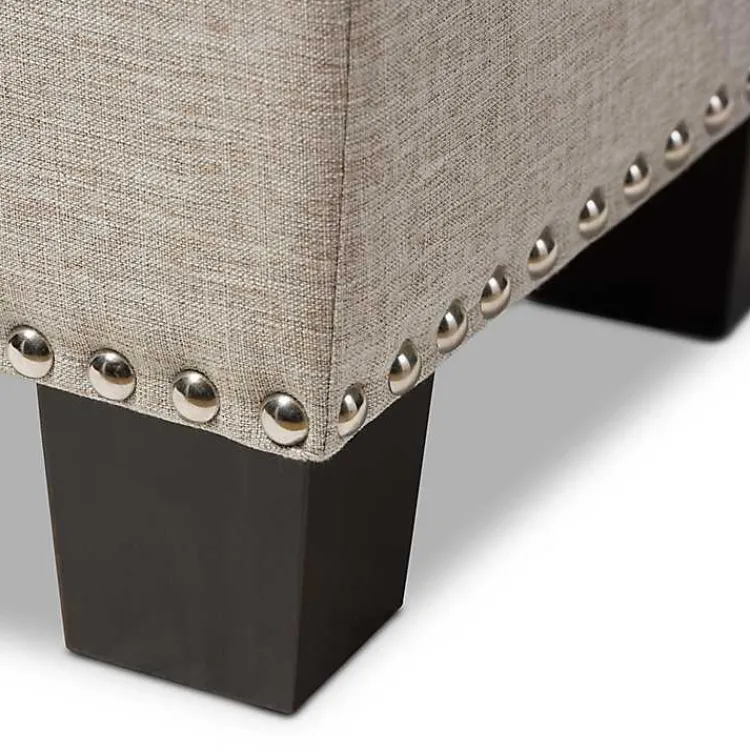 Kirklands Home Benches & Ottomans|Beige Button-Tufted Upholstered Storage Bench Tan