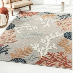 Kirklands Home Outdoor Rugs|Beige Coral Reef Area Rug, 5x7 Tan