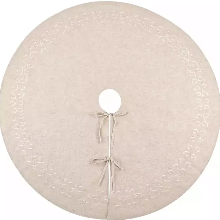 New Beige Embroidered Tree Skirt Christmas Tree Skirts & Collars