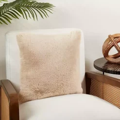 Hot Beige Faux Rabbit Fur Pillow Pillows