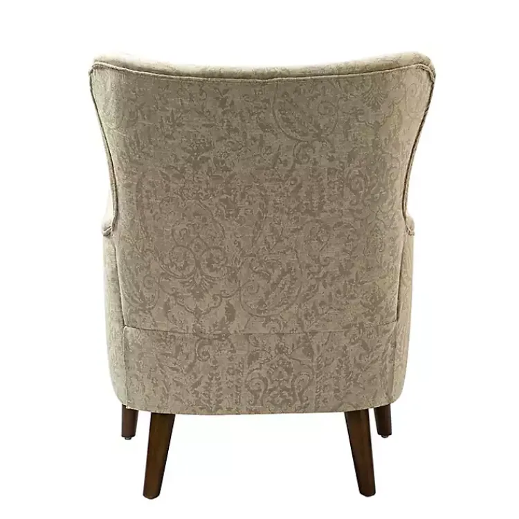 Kirklands Home Accent Chairs|Beige Floral Damask Wingback Accent Chair Tan