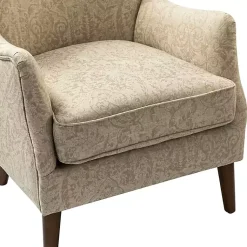 Kirklands Home Accent Chairs|Beige Floral Damask Wingback Accent Chair Tan