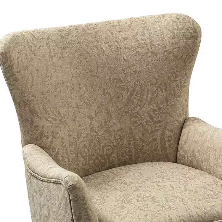 Kirklands Home Accent Chairs|Beige Floral Damask Wingback Accent Chair Tan