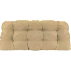 Kirklands Home Outdoor Cushions & Pillows|Beige French Edge Outdoor Wicker Settee Cushion Tan