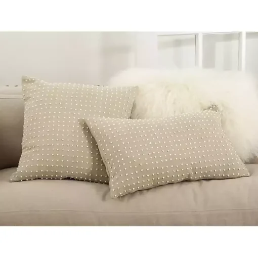 Outlet Beige French Knotted Square Throw Pillow Pillows