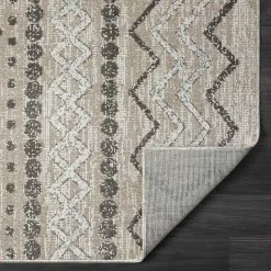 Kirklands Home Area Rugs|Beige Geometric Stripe Washable Area Rug, 7x9