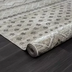 Kirklands Home Area Rugs|Beige Geometric Stripe Washable Area Rug, 7x9