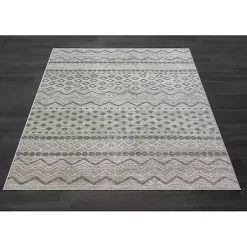Kirklands Home Area Rugs|Beige Geometric Stripe Washable Area Rug, 7x9