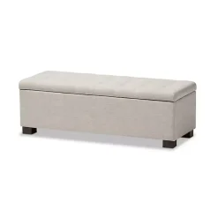 Kirklands Home Entryway Furniture|Beige Grid-Tufted Contemporary Storage Bench Tan