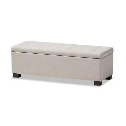 Kirklands Home Entryway Furniture|Beige Grid-Tufted Contemporary Storage Bench Tan