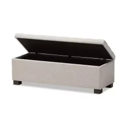 Kirklands Home Entryway Furniture|Beige Grid-Tufted Contemporary Storage Bench Tan