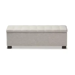 Kirklands Home Entryway Furniture|Beige Grid-Tufted Contemporary Storage Bench Tan