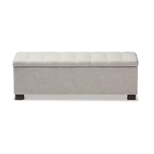 Kirklands Home Entryway Furniture|Beige Grid-Tufted Contemporary Storage Bench Tan