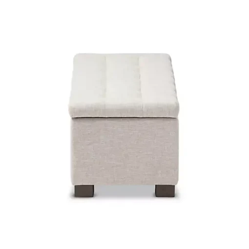 Kirklands Home Entryway Furniture|Beige Grid-Tufted Contemporary Storage Bench Tan