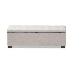 Kirklands Home Entryway Furniture|Beige Grid-Tufted Contemporary Storage Bench Tan