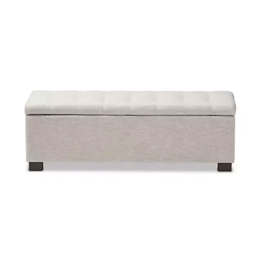 Kirklands Home Entryway Furniture|Beige Grid-Tufted Contemporary Storage Bench Tan