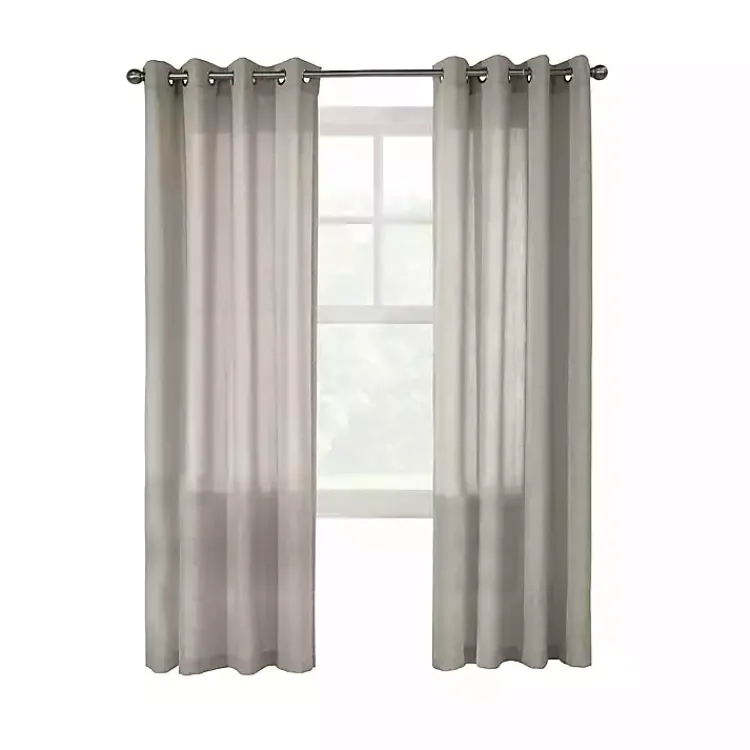 Kirklands Home Curtains & Drapes|Beige Linen Light Filtering Curtain Panel, 95 in. Brown