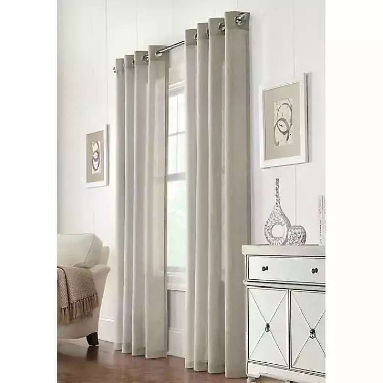 Kirklands Home Curtains & Drapes|Beige Linen Light Filtering Curtain Panel, 95 in. Brown