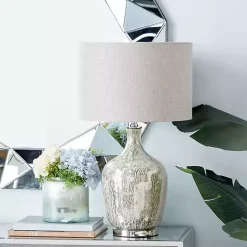 Kirklands Home Table Lamps|Beige Marbled Mercury Glass Table Lamp Brown