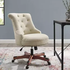 Kirklands Home Office Furniture|Beige Miller Tufted Office Chair Tan