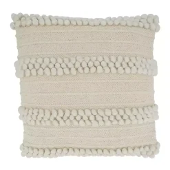 Beige Pom Pom Stripe Pillow Pillows