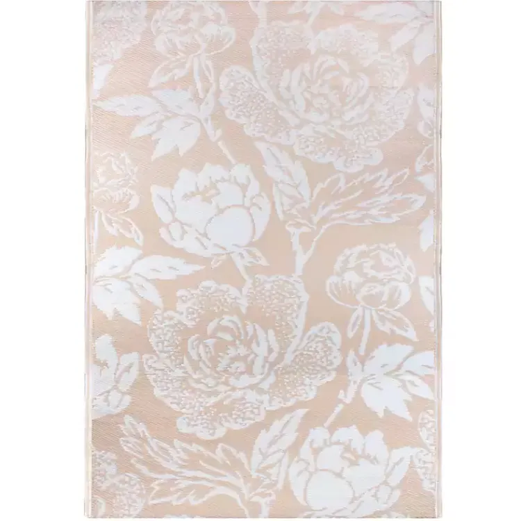 Kirklands Home Outdoor Rugs|Beige Roses Outdoor Area Rug, 4x6