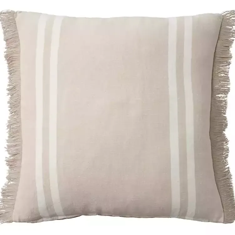 Sale Beige Striped Linen Throw Pillow Pillows
