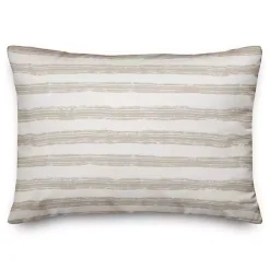 Kirklands Home Outdoor Cushions & Pillows|Beige Stripes Outdoor Lumbar Pillow
