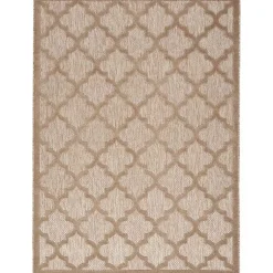 Kirklands Home Outdoor Rugs|Beige Trellis Indoor/Outdoor Area Rug, 5x7 Tan
