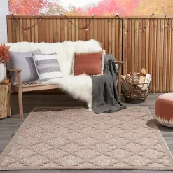 Kirklands Home Outdoor Rugs|Beige Trellis Indoor/Outdoor Area Rug, 5x7 Tan