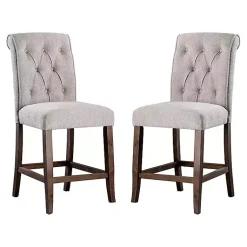 Kirklands Home Bar Stools & Counter Height Stools|Beige Tufted Landon Counter Stools, Set of 2 Tan