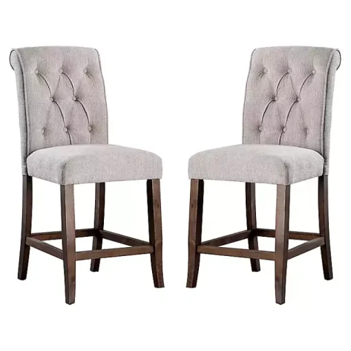 Kirklands Home Bar Stools & Counter Height Stools|Beige Tufted Landon Counter Stools, Set of 2 Tan