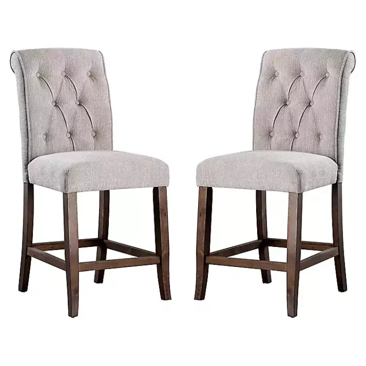 Kirklands Home Bar Stools & Counter Height Stools|Beige Tufted Landon Counter Stools, Set of 2 Tan