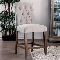 Kirklands Home Bar Stools & Counter Height Stools|Beige Tufted Landon Counter Stools, Set of 2 Tan
