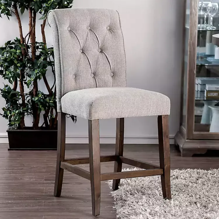 Kirklands Home Bar Stools & Counter Height Stools|Beige Tufted Landon Counter Stools, Set of 2 Tan