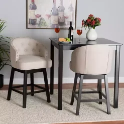 Kirklands Home Bar Stools & Counter Height Stools|Beige Tufted Seat Swivel Counter Stools, Set of 2 Tan