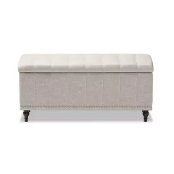 Kirklands Home Benches & Ottomans|Beige Tufted Upholstery Storage Ottoman Tan