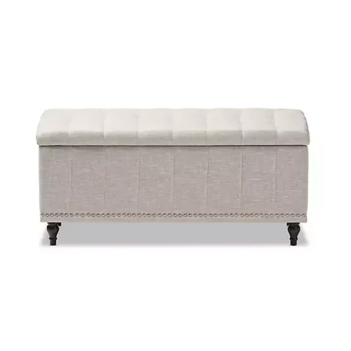 Kirklands Home Benches & Ottomans|Beige Tufted Upholstery Storage Ottoman Tan