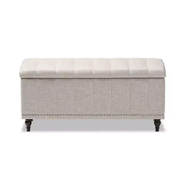 Kirklands Home Benches & Ottomans|Beige Tufted Upholstery Storage Ottoman Tan