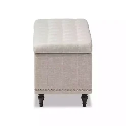 Kirklands Home Benches & Ottomans|Beige Tufted Upholstery Storage Ottoman Tan