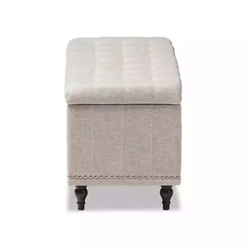Kirklands Home Benches & Ottomans|Beige Tufted Upholstery Storage Ottoman Tan