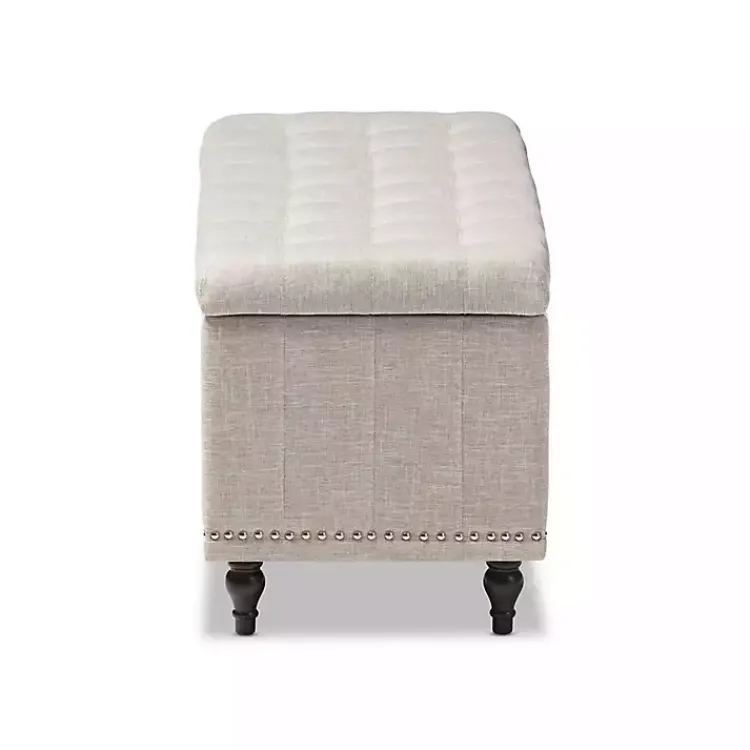 Kirklands Home Benches & Ottomans|Beige Tufted Upholstery Storage Ottoman Tan