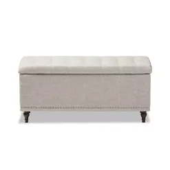 Kirklands Home Benches & Ottomans|Beige Tufted Upholstery Storage Ottoman Tan