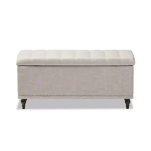 Kirklands Home Benches & Ottomans|Beige Tufted Upholstery Storage Ottoman Tan