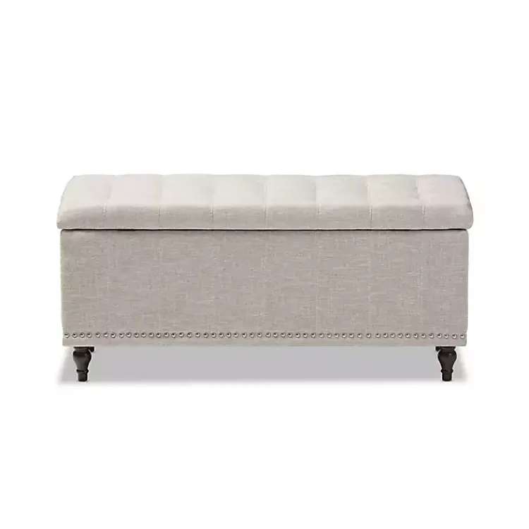 Kirklands Home Benches & Ottomans|Beige Tufted Upholstery Storage Ottoman Tan