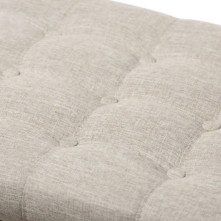 Kirklands Home Benches & Ottomans|Beige Tufted Upholstery Storage Ottoman Tan
