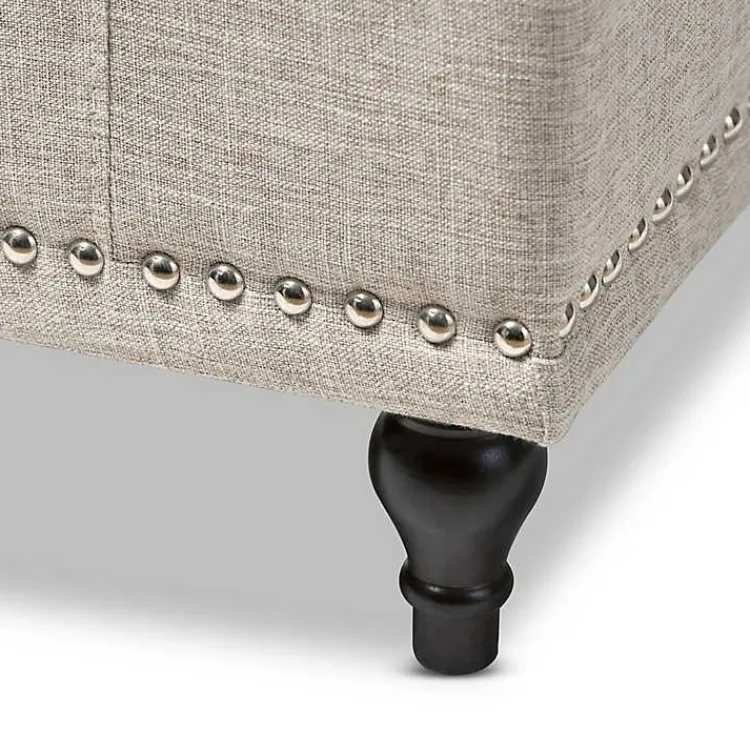 Kirklands Home Benches & Ottomans|Beige Tufted Upholstery Storage Ottoman Tan