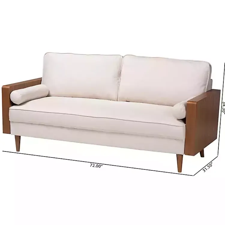 Kirklands Home Sofas & Loveseats|Beige Upholstered Harley Walnut Sofa Tan